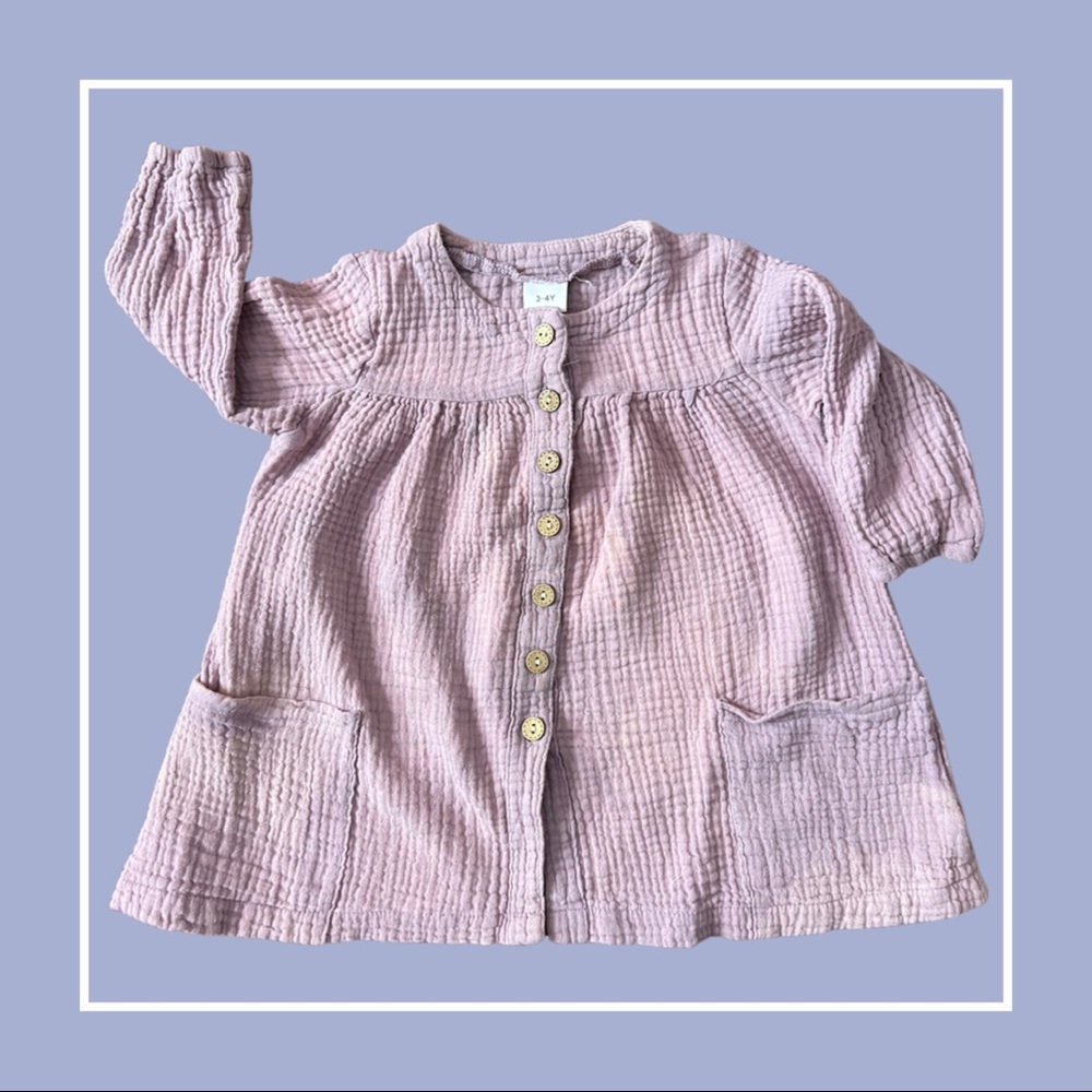 Lavender Muslin Button-up Blouse—3/4T
